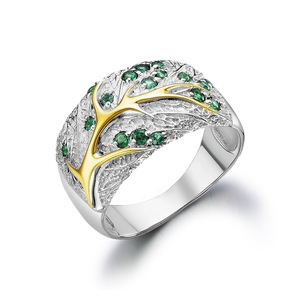 <span class=keywords><strong>Anello</strong></span> Personalizzato con Albero <span class=keywords><strong>della</strong></span> <span class=keywords><strong>Vita</strong></span> in Nano Verde Incastonato, Design di Nicchia di Alta Gamma, <span class=keywords><strong>Anello</strong></span> in <span class=keywords><strong>Argento</strong></span> Sterling 925 all'Ingrosso - Product Image 6
