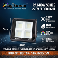 Projecteur LED commercial en aluminium série AC 200W, super lumineux, étanche IP66, éclairage extérieur de sécurité pour parking