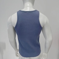 Nouveau design, débardeur sans manches en coton 100% à col rond gaufré, respirant, pour l'été, sport, avec logo personnalisé, en tricot