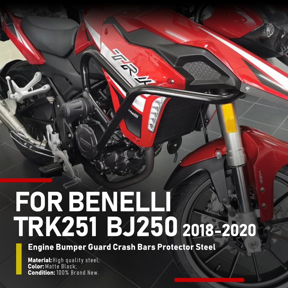 XXUN Motorcycle Crash Bar for Benelli TRK 251 BJ250 (2018-2020) - Matte Black Upper Engine Guard Bumper Protector 用 ベネリ 用 TRK251 BJ250 用 TRK 251 BJ 250 2018-2020 Carsh バー落下プロテクターオー