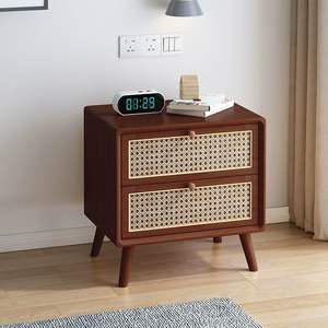 Nordic Simple Modern Solid Wood <strong>Mini</strong> Wooden Storage Cabinet Cherry Color Silent Style 2 <strong>Drawers</strong> Living Room Furniture - Product Image 3