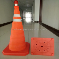 Cône de signalisation réfléchissant pliable à LED pour la sécurité routière, cône de sécurité pliable pour voiture, fabricant avec base en PP et ABS