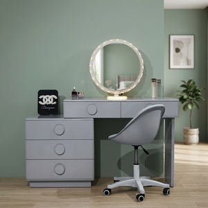 Modern Makeup <b>Vanity</b> <b>Table</b> with Lighted <b>Mirror</b> Storage Desk for Bedroom Furniture - Product Image 2