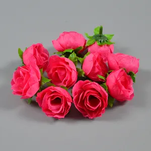Flor artificial Mini cabeza de flor Rosa 1,18 pulgadas rosa de seda para decoración de pared de flores de boda guirnalda