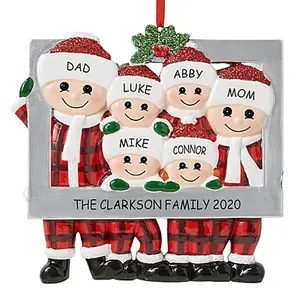 Mutlu hediyelik eşya 2023 yeni tarzı özel reçine dekorasyon kardan adam aile fotoğraf çerçevesi süs ağacı aile ev süsleme