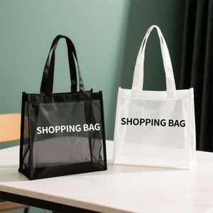 Bolsa de Compras de Lona Transpirable, Transparente, de Gran Capacidad, con Asa de Hombro, para Uso Diario, Playa y Viajes - Product Image 1