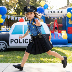 Ensemble de robe de <span class=keywords><strong>police</strong></span> pour femmes, robe d'été en polyester à manches courtes cintrée à <span class=keywords><strong>la</strong></span> taille, costume de performance pour fête d'Halloween - Product Image 3