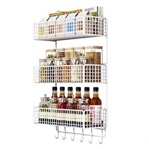 Étagère murale pliable multifonctionnelle en métal pour réfrigérateur, support de rangement pour cuisine, organiseur de sacs et de produits frais - Product Image 4