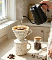 Ensemble de filtre à café V60 en céramique fait main avec glaçure dégradée et tasse à café pour usage domestique