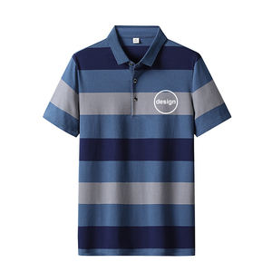 เสื้อยืดผู้ชายลายทางคลาสสิก สีพื้น ผ้าฝ้ายผสมสแปนเด็กซ์/โพลีเอสเตอร์ แขนสั้น สไตล์วินเทจ มีกระเป๋า  รับสกรีนโลโก้ตามสั่ง สีตามสั่ง รับผลิตแบบ OEM - Product Image 1