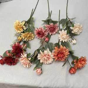 Fleurs artificielles Queyiyi, Dahlia et Chrysanthème, 30cm-100cm, haute simulation, pour mariage, décoration intérieure, arrangement floral - Product Image 4