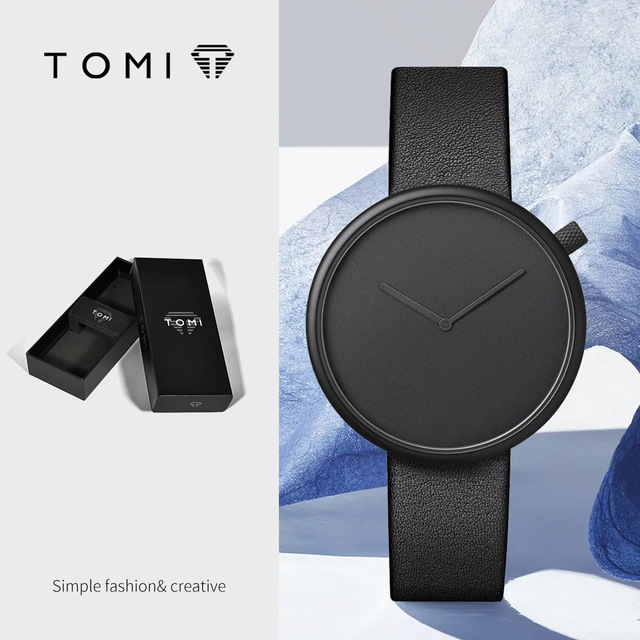 TOMI T078 Simple Design Quartz Watch for Unisex No Scale Design Leather Band Alloy Glass Watch Wholesale Fashionable Wristwatch
