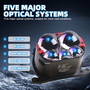 SANVI Multiple Lens C4 Black Bi <b>LED</b> <b>Projector</b> Headlight Module 5 Optical Systems 8800LUX 9v-16v Wide Voltage Car Headlights - Product Image 2