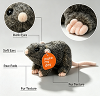 Vente en gros d'usine en stock, jouet en peluche souris réaliste, boîte cadeau animal en peluche simulation rat, coton PP, OEM, cadeau pour enfants
