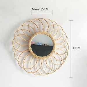 Miroir en bois et en herbe tressée du <span class=keywords><strong>Maroc</strong></span>, décoration murale pour salon, canapé, fond de mur, porche, mur de lit, décoration murale pour séjour, décorations suspendues - Product Image 1