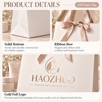 Sac cadeau de luxe personnalisé en carton recyclé avec logo, dorure à chaud et nœud en ruban pour marques de mode et salons de beauté