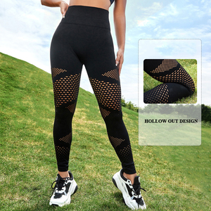 Quần Legging Thể Dục Thoáng Khí Có Lỗ Tập Gym FLW Quần Chạy Bộ Màu Xanh Quần Thể Thao Yoga Không Đường May - Product Image 2