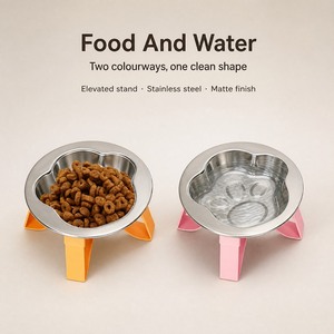 Comedero Elevado para Mascotas de Acero Inoxidable con Forma de Flor, Plato para Comida y Agua para Perros Pequeños, 13 cm de Diámetro - Product Image 2
