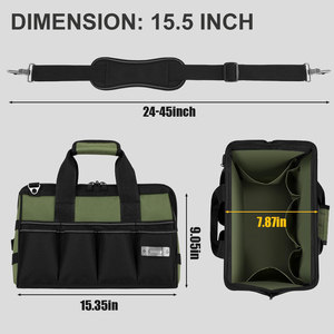 Boîte à outils portable, organiseur de rangement, grand sac à outils, 16 poches, sac à outils tactique robuste avec grande fermeture éclair, boîte à outils de transport - Product Image 5