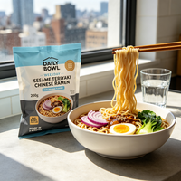 Nouilles Ramen Instantanées 200g Saveur Teriyaki au Sésame Non Frit, Marque Privée OEM, Vente en Gros, Fournisseur Asiatique