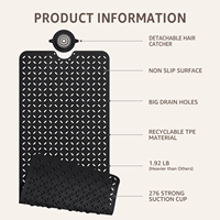 Tapis de bain antidérapant OTHWAY pour baignoire, grand tapis de douche avec trous de drainage pour attraper les cheveux, lavable en machine