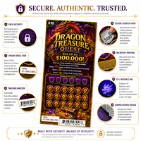 Service OEM, conception gratuite, logo personnalisé, thème dragon, motifs d'impression anti-contrefaçon, billets de loterie porte-bonheur en carton gagnant