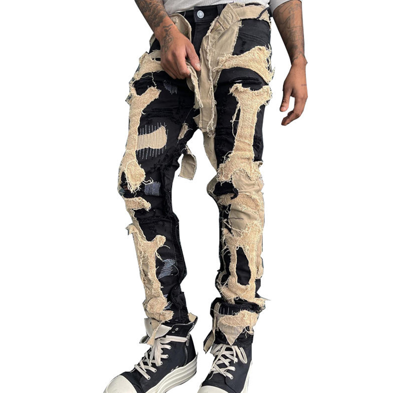 YSJY, recién llegado, pantalones vaqueros con parche desgastado, ropa de calle, pantalones con apliques Vintage de Hip Hop, pantalones vaqueros ajustados con estilo