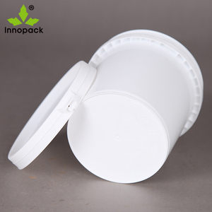 Cubo de plástico blanco de 2 litros con tapa y asa, práctico para pintura, tipo tambor. - Product Image 5