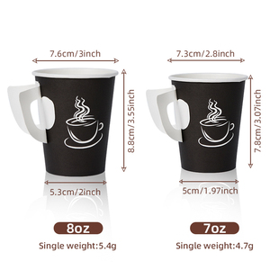 Vaso de papel desechable para café de 7-8 oz, de cartón de pared simple, con asa antiescaldaduras - Product Image 2