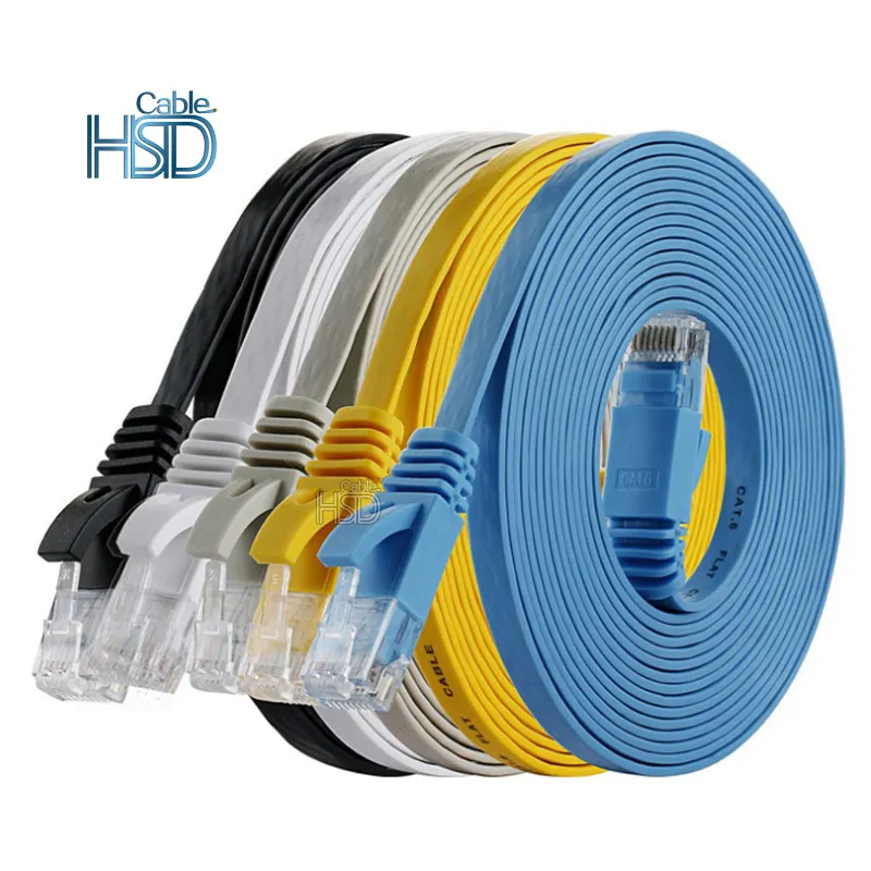 Hoge Kwaliteit Fabriek OEM Slanke Kat 6 Cat6 UTP Platte BC Zuiver Koper Rj45 Ethernet LAN Patch Cords Kabel Pass test 2 Meter