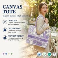 Sac fourre-tout en toile recyclable à motif floral d'oiseaux, couleur et logo personnalisables, réutilisable, écologique, tendance, avec fermeture éclair, pour le shopping