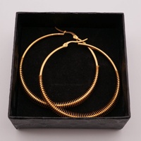 Boucles d'oreilles créoles multi boucles enveloppées, acier inoxydable plaqué or, style euro américain