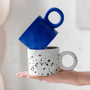 Klein blue mug, 세라믹 오피스 커피 컵, 틈새 디자인, 창조적 인 잉크 얼룩