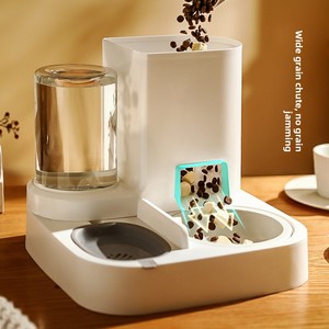 Distributeur automatique de nourriture et fontaine à eau pour chat avec bol en céramique, recharge automatique sur 7 jours, prévient l'acné féline, triple filtre pour chats et petits chiens - Product Image 2