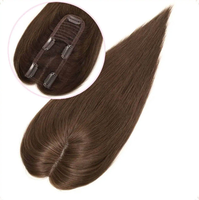 Extensions capillaires russes vierges pour femmes, texture lisse, 2x6 pouces, avec dentelle frontale, nœuds simples, à clipser