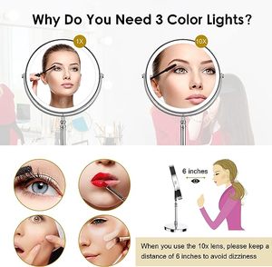 กระจกแต่งหน้าแบบมีไฟ LED สองดวง พร้อมแว่นขยาย - Product Image 4