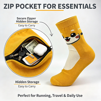 Chaussettes de sport à poches tendance, chaussettes en coton avec pochette zippée, parfaites pour la course, les voyages et les essentiels quotidiens – Vente en gros