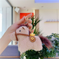 Vente en gros de porte-clés mignons en forme de cheval 3D, mini peluche, jouet, poupée, breloque pour sac, pendentif pour sac à dos, porte-clés, souvenir, cadeau