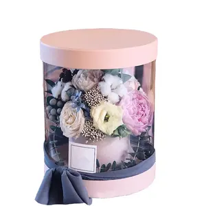 כסף אריזת מתנה קופסאות פרחים עם פלסטיק pvc מודפס קופסת פרחים עבור valentines בצורת pvc פלסטיק שקוף
