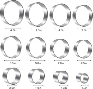 Food Grade Stainless Steel Round Doughnut Biscuit Cookie Mousse <b>Cake</b> Mould Ring Set Stainless Steel Fluted Cookie <b>Cutter</b> Custom - Product Image 2