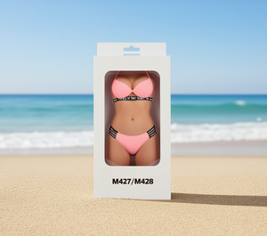 M427 M428 Set Bikini da Donna con Halter Incrociato e Slip Sgambato in Spandex Nylon, Tinta Unita, Vestibilità Regolare - Product Image 2