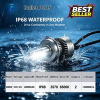 Phares LED de voiture SunRise Bullet PLUS 9004 12V 200W 20000LM 6500K IP68 Double Cuivre Canbus Plug and Play Adaptation Universelle