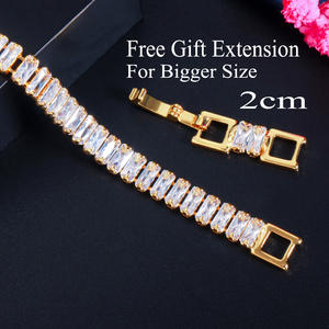 Flash kaliteli kübik zirkon buzlu Out CZ zincir gelin düğün tenis takı lüks kadın 3 parça Set küpe bilezik kolye - Product Image 5