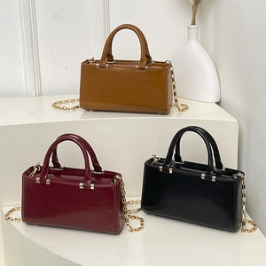 Casual Vintage Retro Style Women's PU Leather Box <strong>Bag</strong> with Zipper Closure Single Strap Top Handle Waterproof <strong>Mini</strong> Tote - Product Image 6