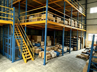 HONGXIN Étagère de mezzanine robuste en acier laminé à froid sans boulons, personnalisable, 2/3 niveaux, revêtement poudré, protection contre la corrosion