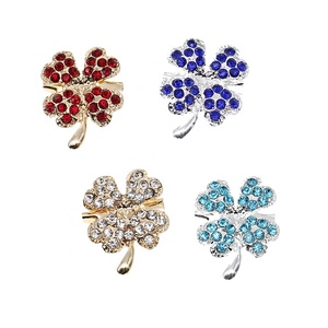 2,8*2,1 cm buena suerte encanto verde cuatro hojas trébol bebé colorido Rhinestone cristal Pin broche - Product Image 3