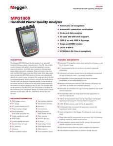 Meikei USA สำหรับตัวแทนจำหน่าย Megger อย่างเป็นทางการ เครื่องวิเคราะห์คุณภาพไฟฟ้า MPQ1000 วัดแรงดันไฟฟ้าอิเล็กทรอนิกส์ 220V รับประกันการทดสอบ 1 ปี Meikei - Product Image 5