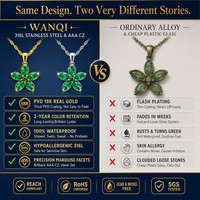 Colliers en acier inoxydable plaqué or 18 carats, résistants à l'eau et inaltérables, avec fleurs en zircon cubique, pour femmes, vente en gros