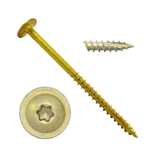 Yellow Zinc Long Screw Flat Torx Star Drive Head Self Tapping Wood Chipboard Screw