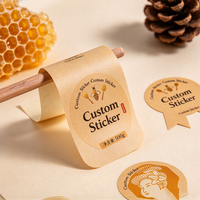 Étiquette autocollante en papier kraft découpée sur mesure, en rouleau ou en feuille, avec logo
